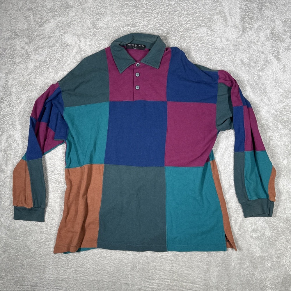 Henry Grethel Men's L‎ Green/ Brown/Purple/ Blue Striped Polo Shirt
